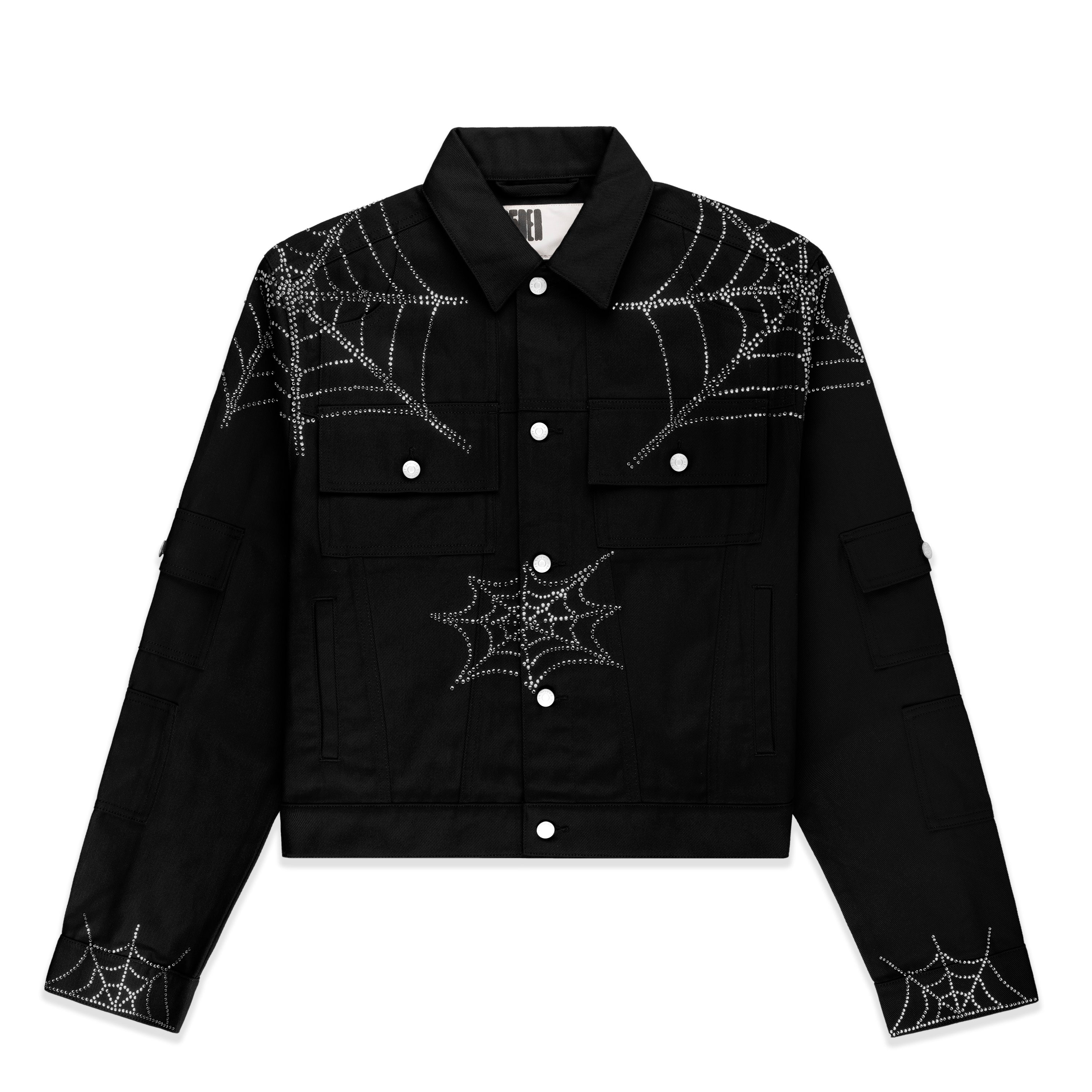 WEB DENIM CROPPED TRUCKER JACKET