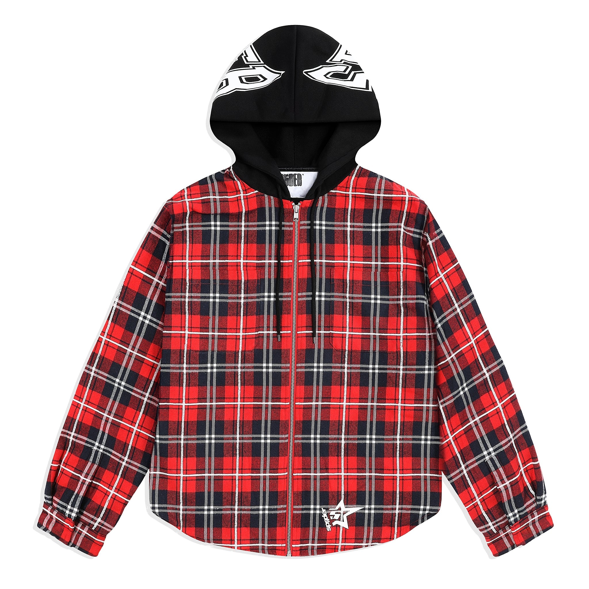 HOODED ZIP FLANNEL SHIRT JACKET